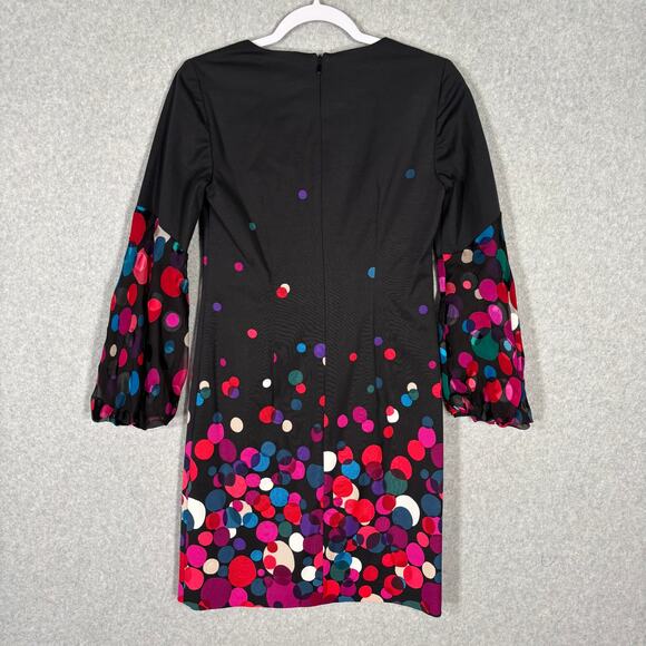 Trina Turk Dress 0 Pink Silk Shift‎ Bubbly Puff Sheer Sleeves Party Cocktail Mod - Picture 12 of 16